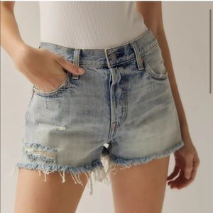 Levi’s 501 Distressed Button Fly High Rise Shorts